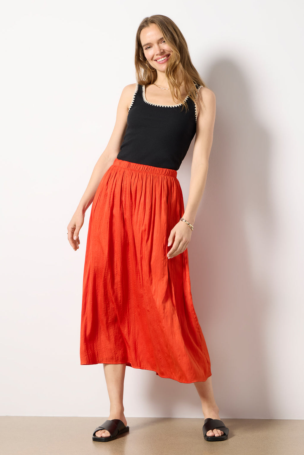Claire Satin Midi Skirt - Image 5