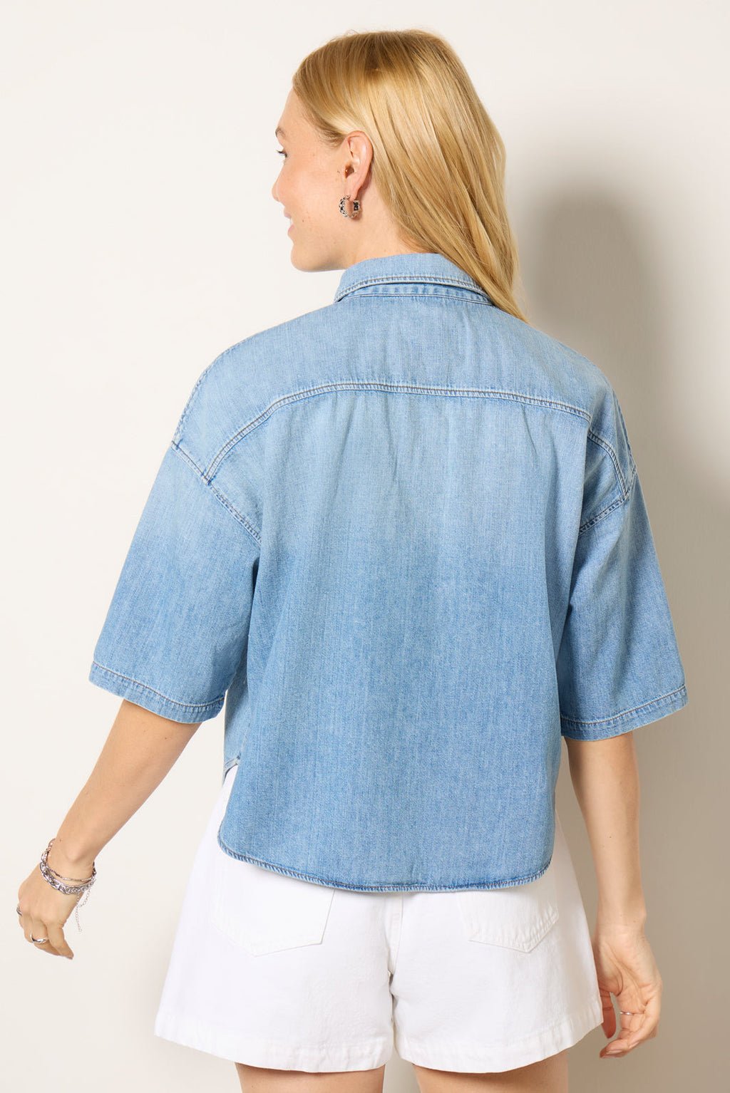 Frances Cropped Cape Button Up - Image 4