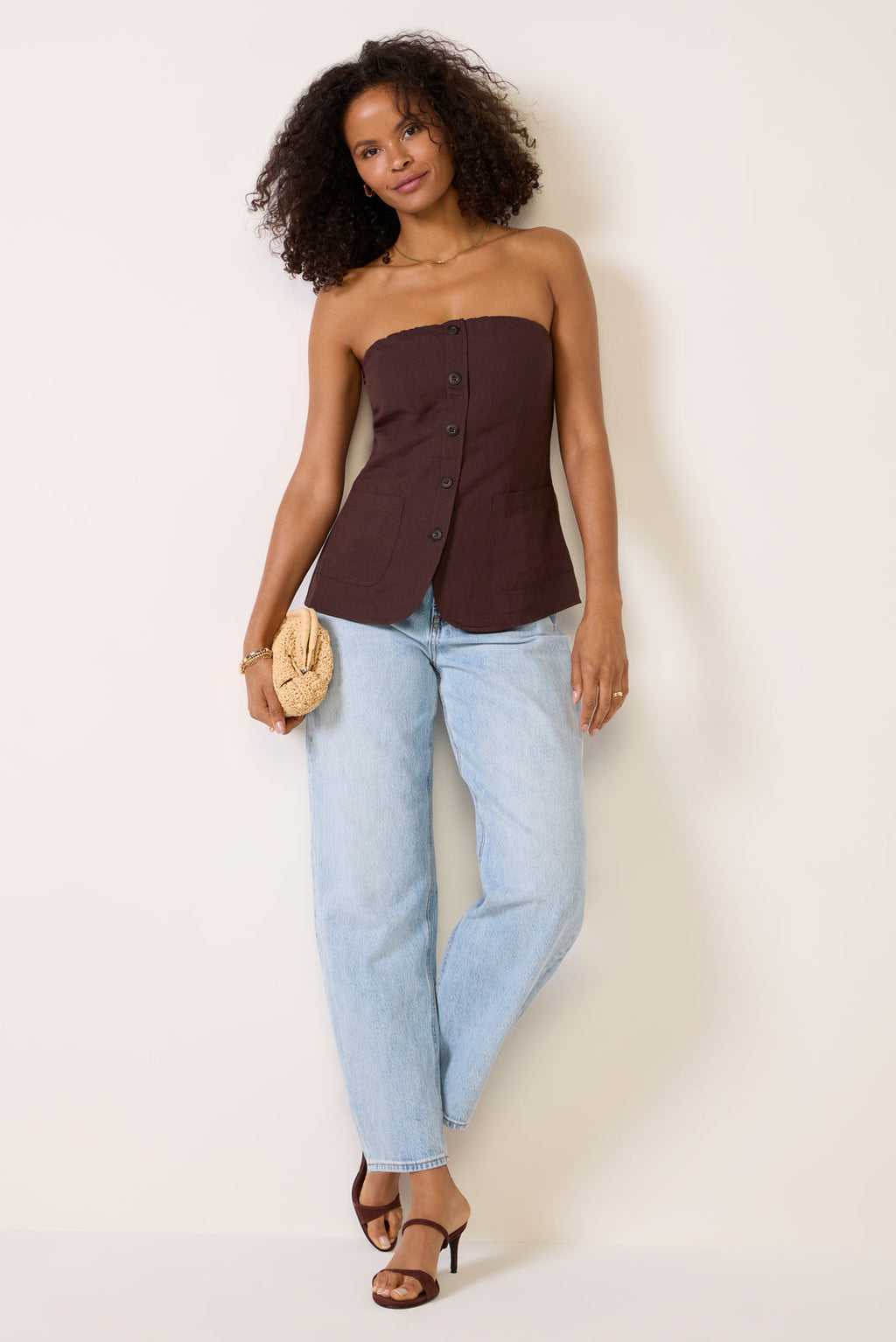 Kai Strapless Button Front Top - Image 6