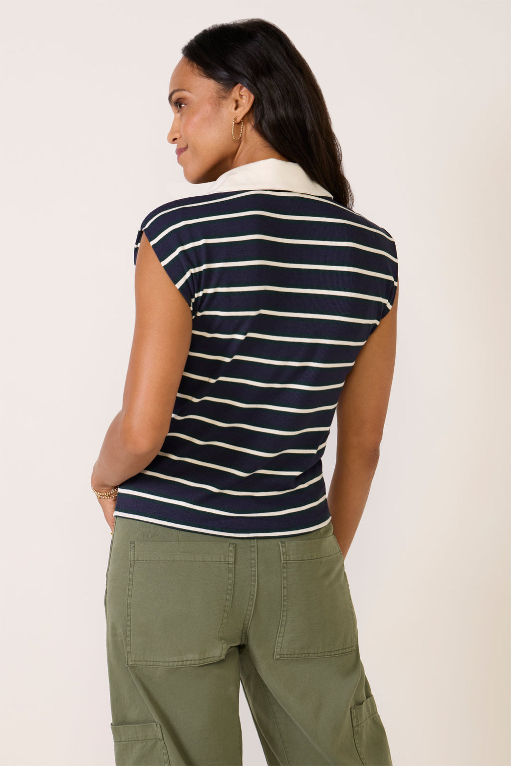Ester Stripe Polo Top - Image 4
