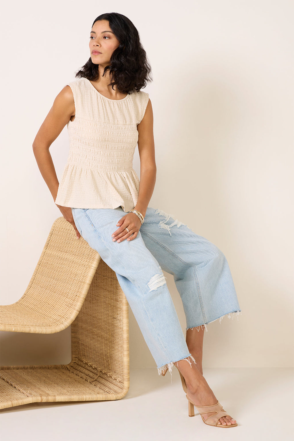 Luna Textured Smocked Waist Tee - Image 2