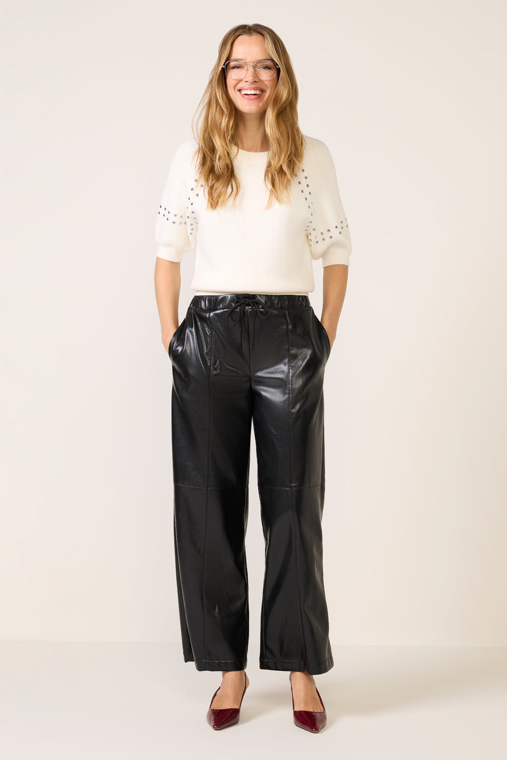 Jordan Faux Leather Wide Leg Pant - Image 6