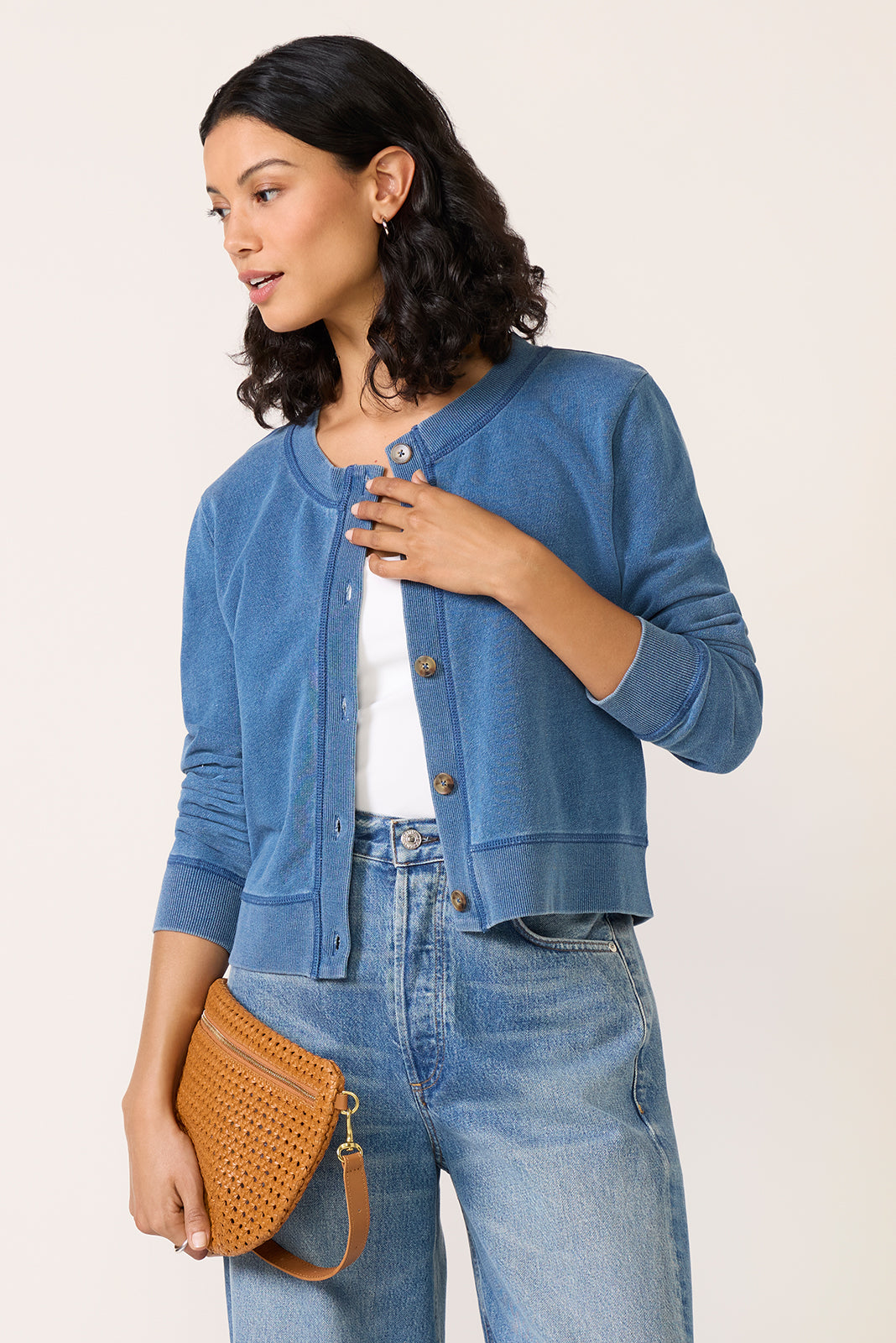 Daily Knit Denim Cardigan - Image 2