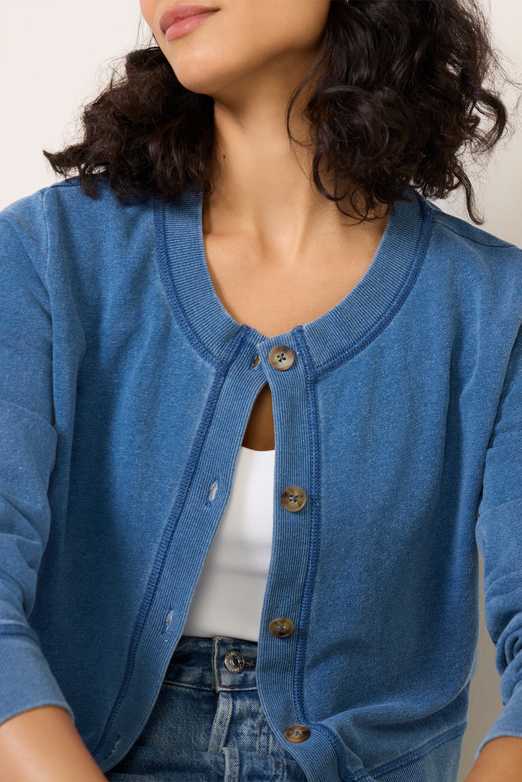 Daily Knit Denim Cardigan - Image 3