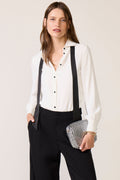 Quinn Crepe Satin Bow Shirt