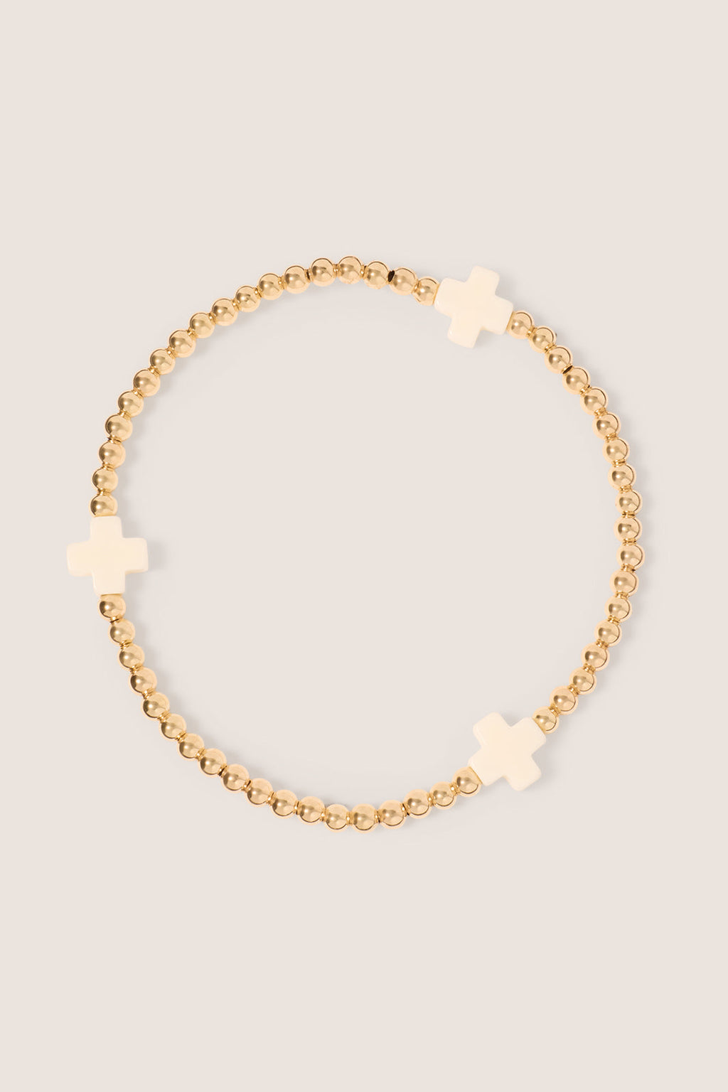 Signature Cross 3mm Gold Bracelet - Off-White