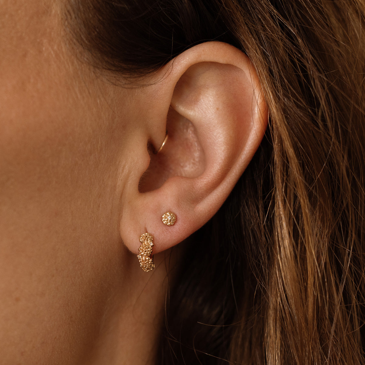 October CZ Birth Flower Huggie Hoop Earrings - Image 2
