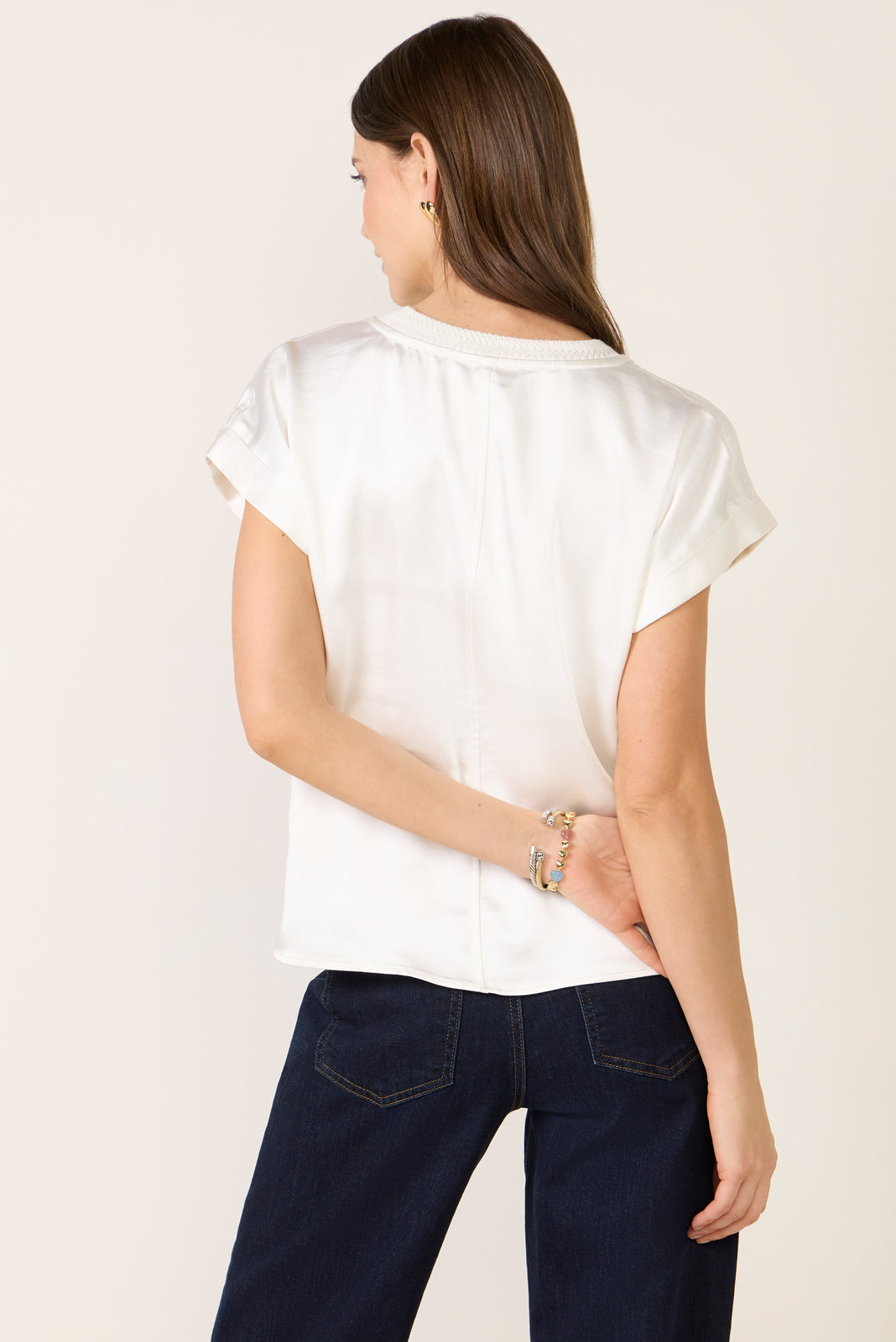 Massi Knitted Neck Satin Tee - Image 4