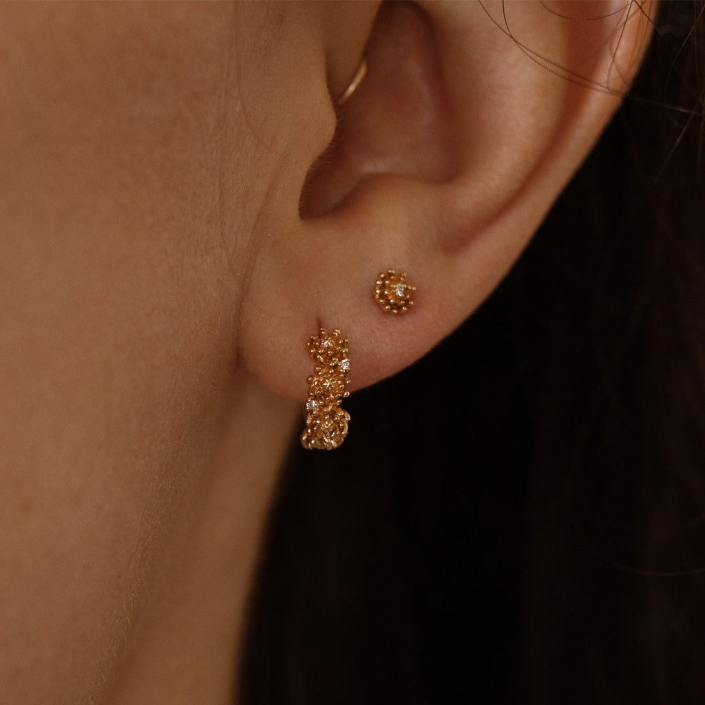 November CZ Birth Flower Huggie Hoop Earrings - Image 2