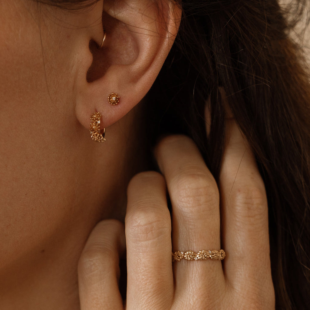November CZ Birth Flower Huggie Hoop Earrings - Image 3