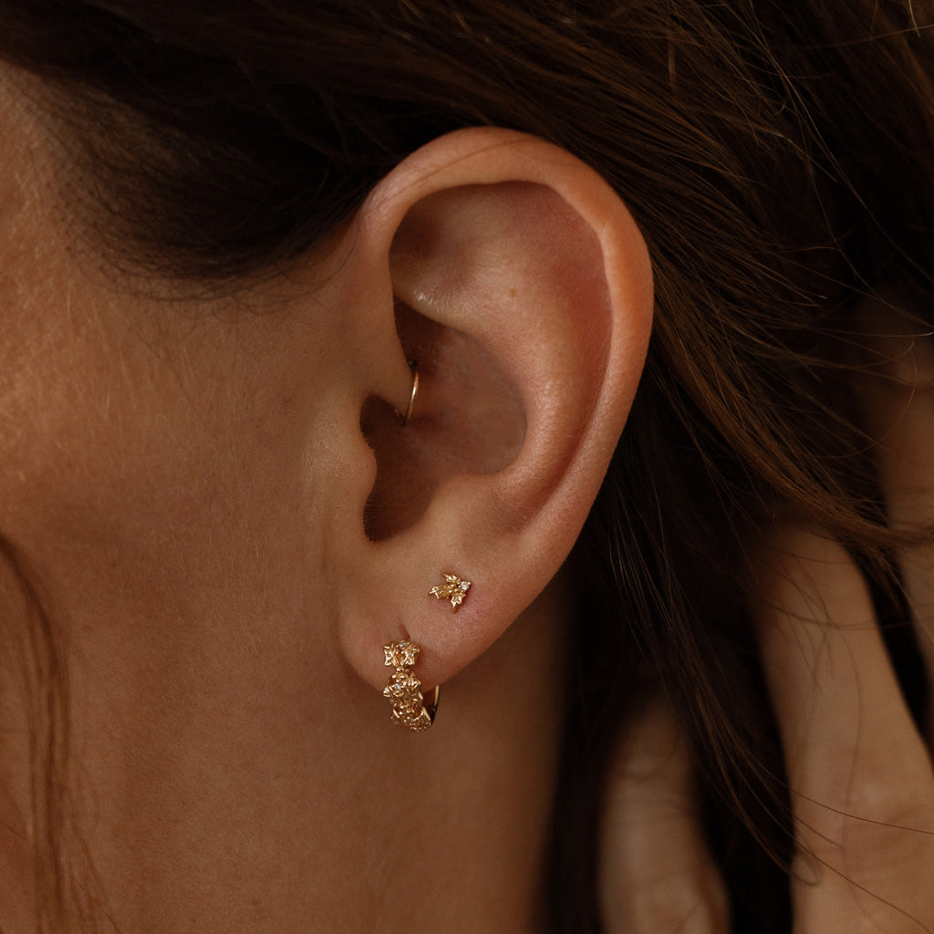 December CZ Birth Flower Huggie Hoop Earrings - Image 2