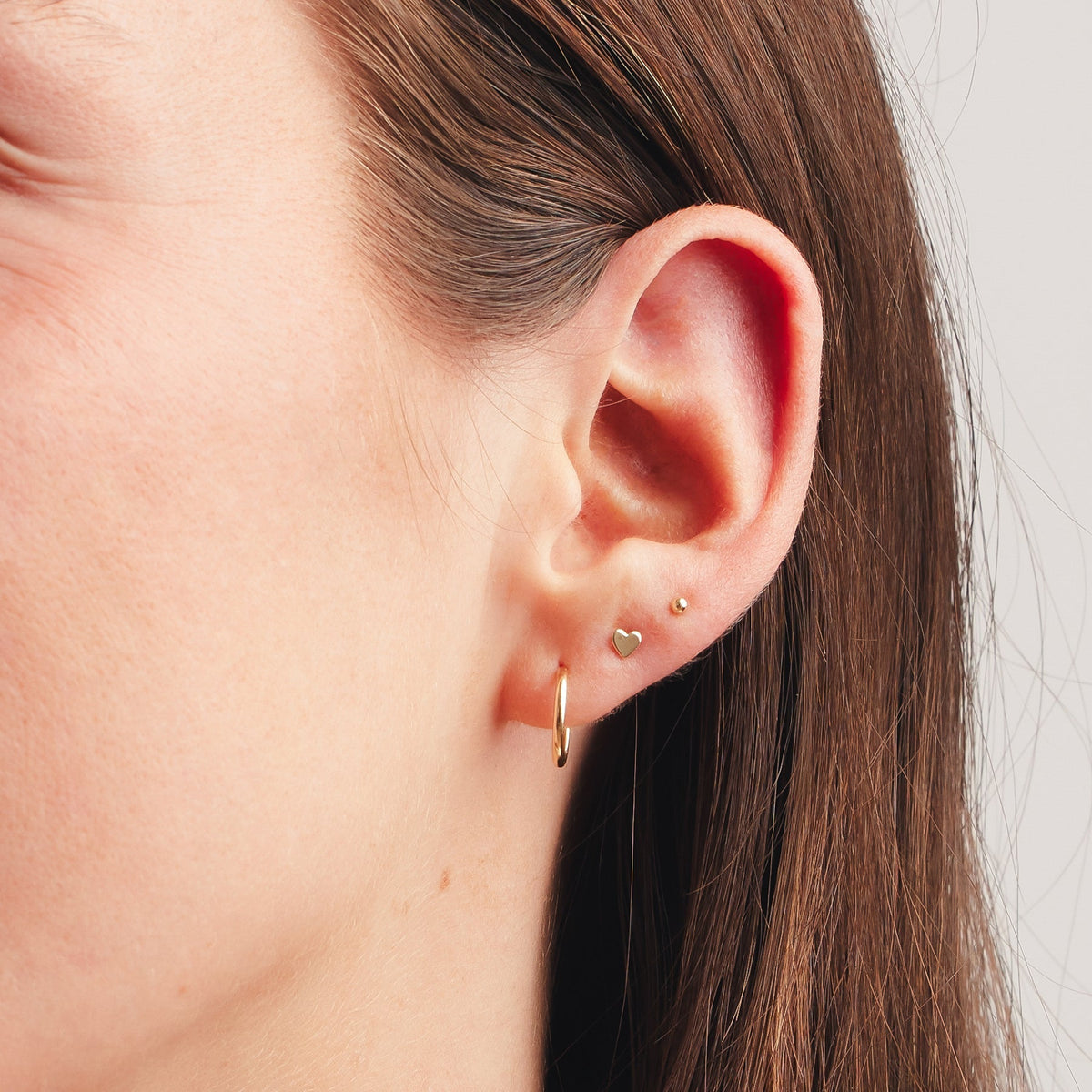 14k Heart Stud Earring (Flat Back) - Image 2
