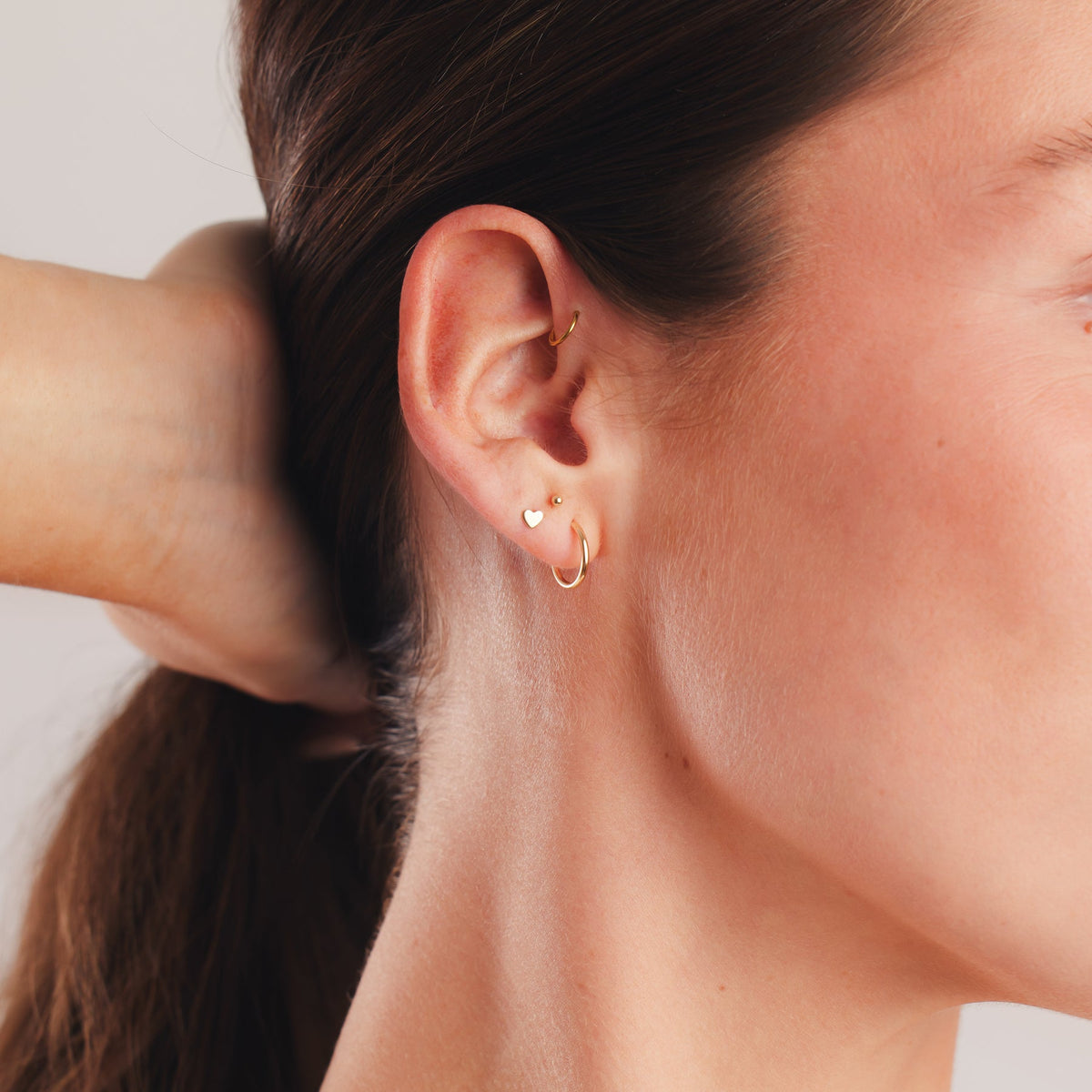 14k Heart Stud Earring (Flat Back) - Image 3