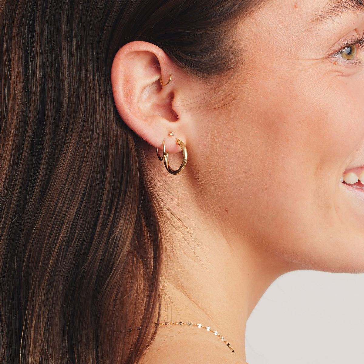 14k Trinity Stud Earring (Flat Back) - Image 4