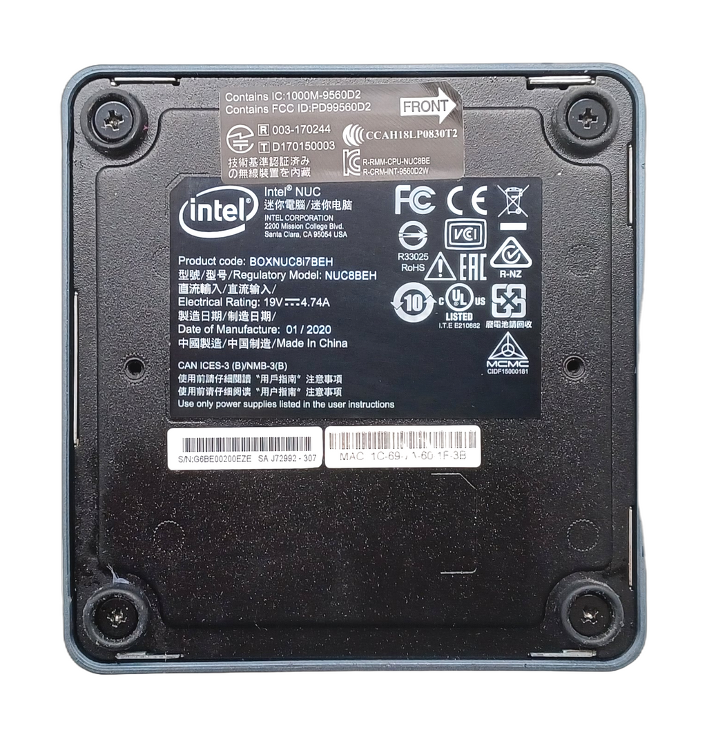 Intel NUC8i7BEH PC: 8th Gen i7 CPU, 8GB RAM, 256GB SSD