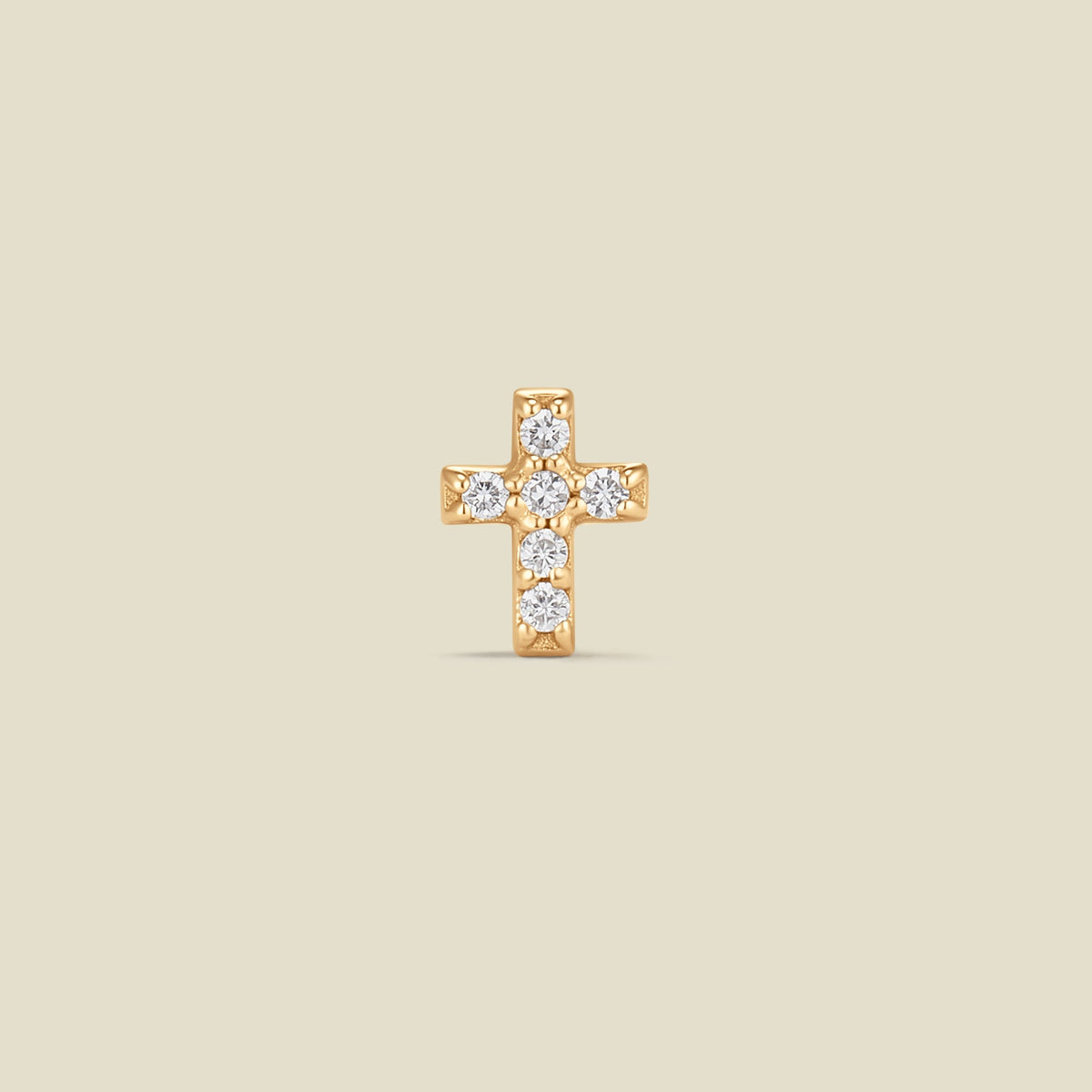 14k Diamond Cross Stud Earring (Flat Back) - Single - Image 3
