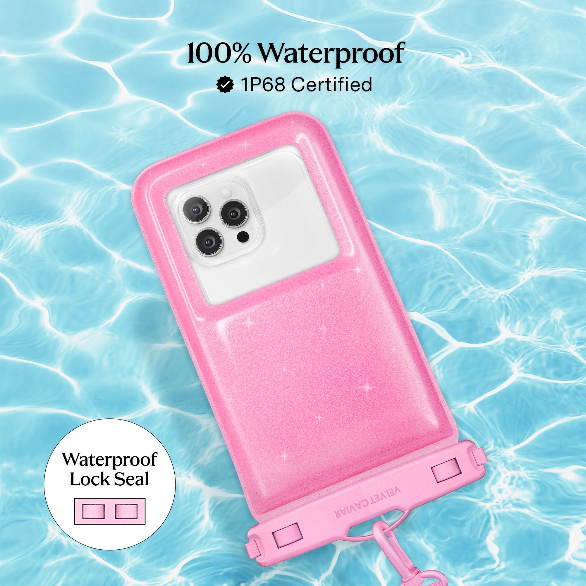 Pink Stardust Glitter Waterproof Floating Phone Pouch