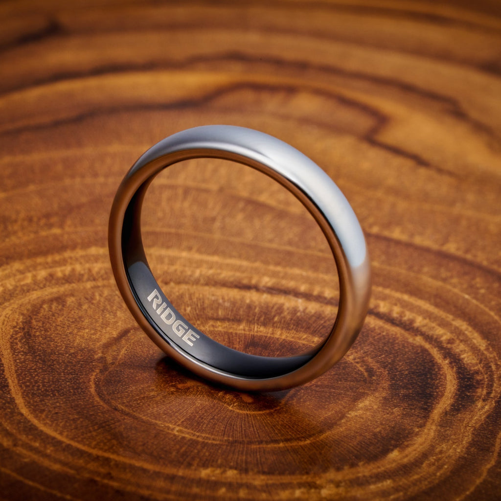 Ridge 4mm Rounded Ring Set - Platinum