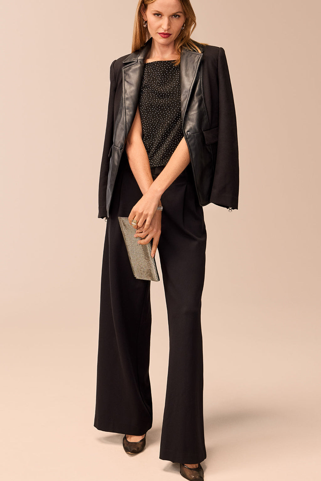 Cheryl Pleated Knit Wide Leg Trouser - Image 6