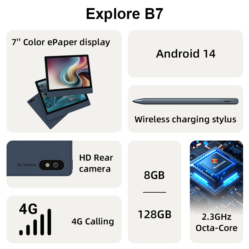 Black Friday Sale--Bigme B7--7'' Color ePaper Tablet with 4G Calling