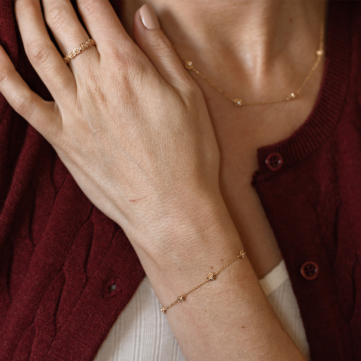 June CZ Birth Flower Station Bracelet - Image 2