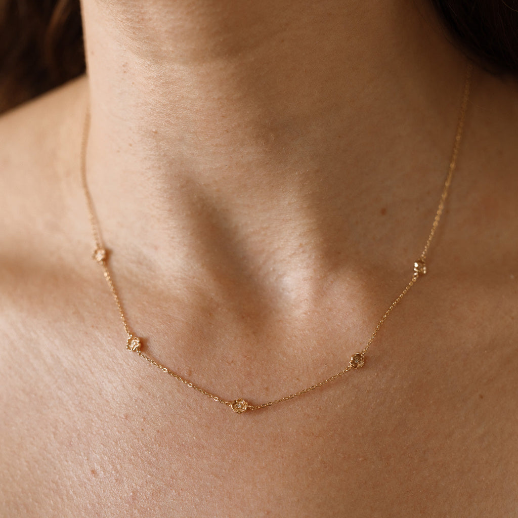 August CZ Birth Flower Station Necklace - Image 4