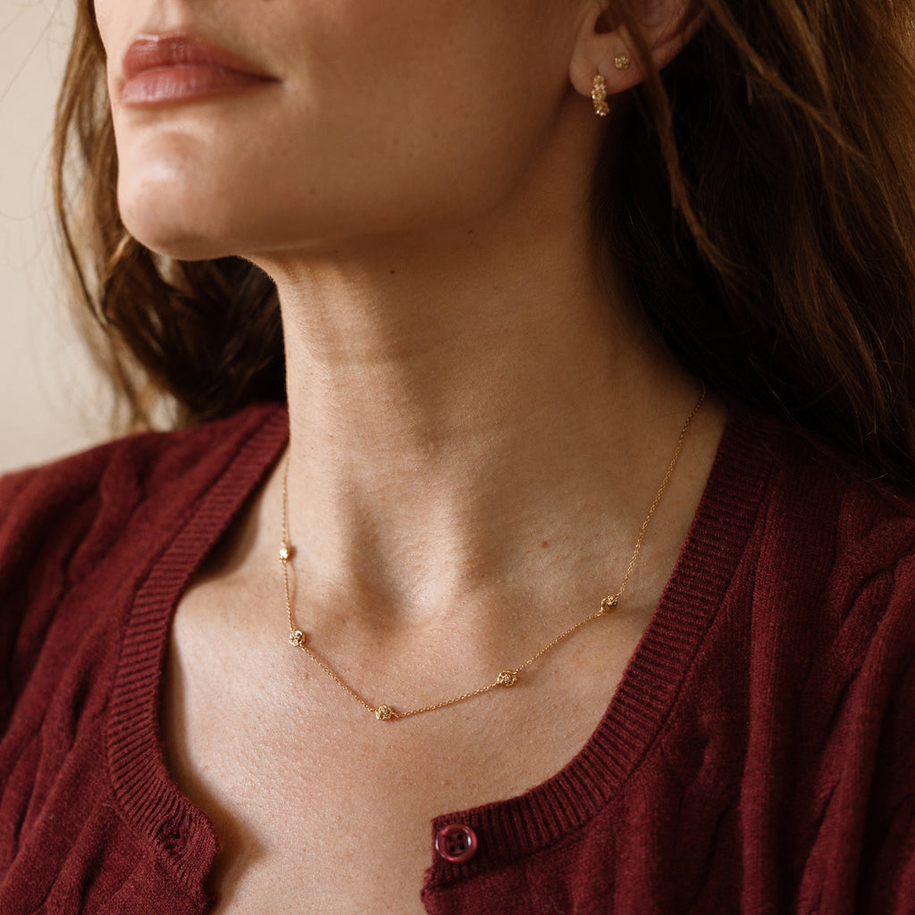 September CZ Birth Flower Station Necklace - Image 2