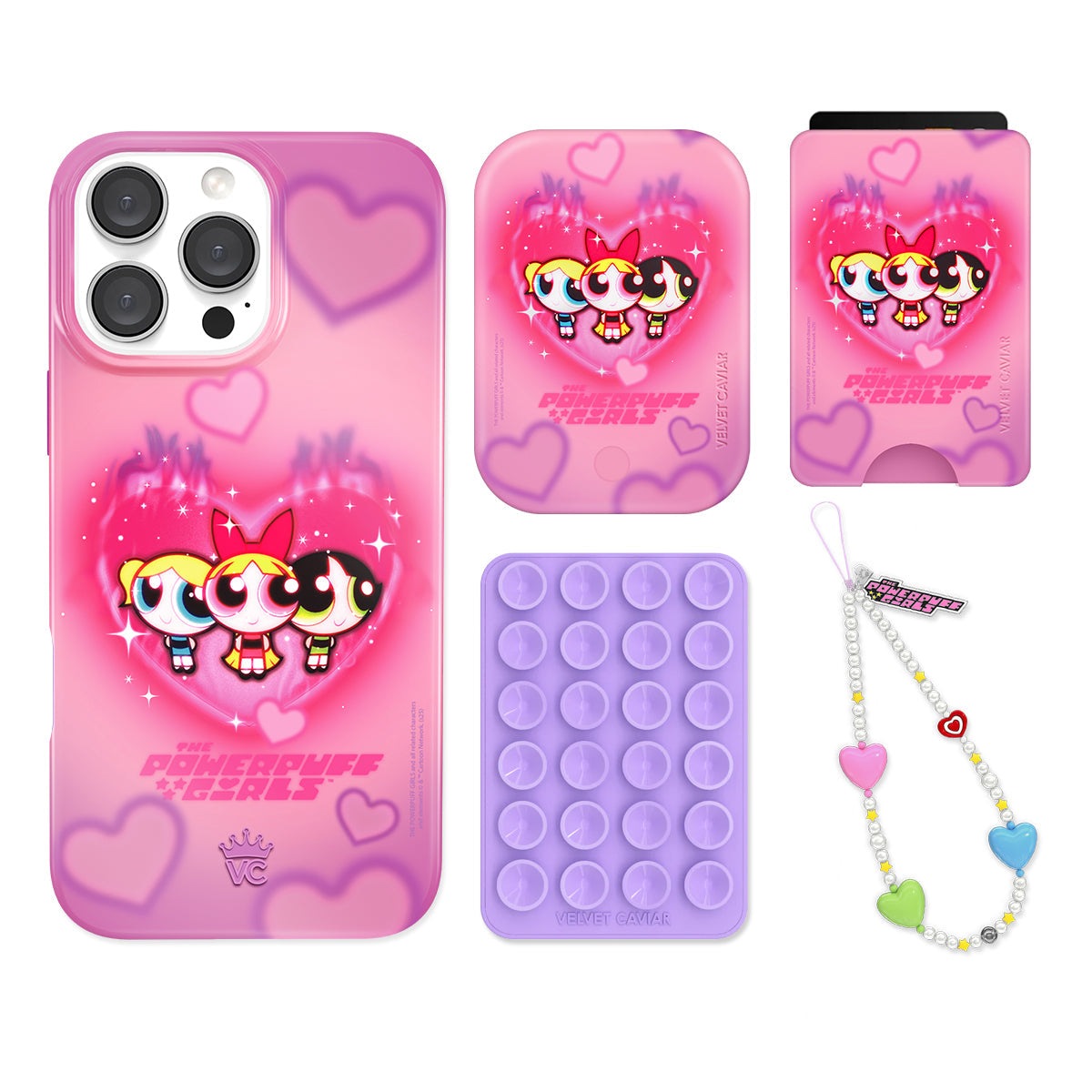 The Powerpuff Girls Airbrush Hearts iPhone Bundle Set - Wallet