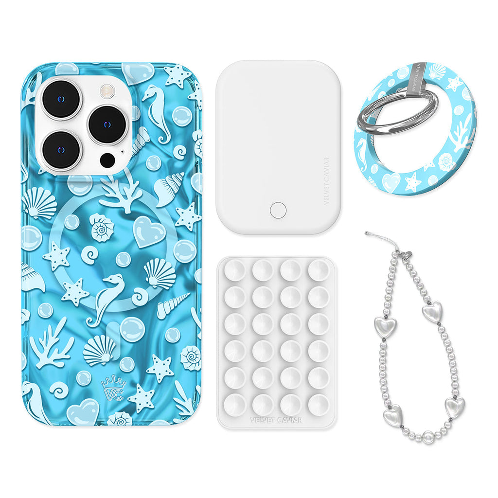 Aquamarine Holo iPhone Bundle Set - Grip