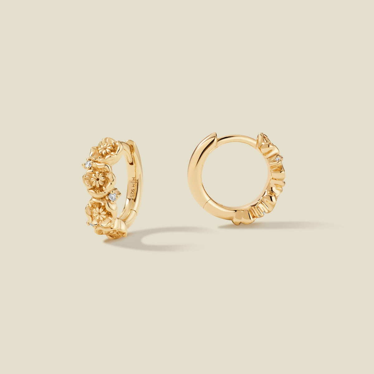 August CZ Birth Flower Huggie Hoop Earrings