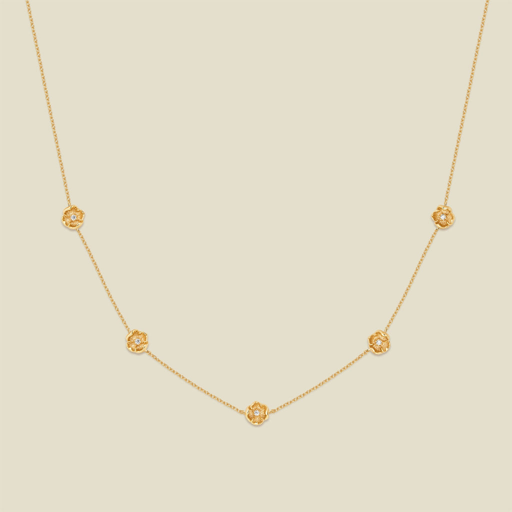 August CZ Birth Flower Station Necklace