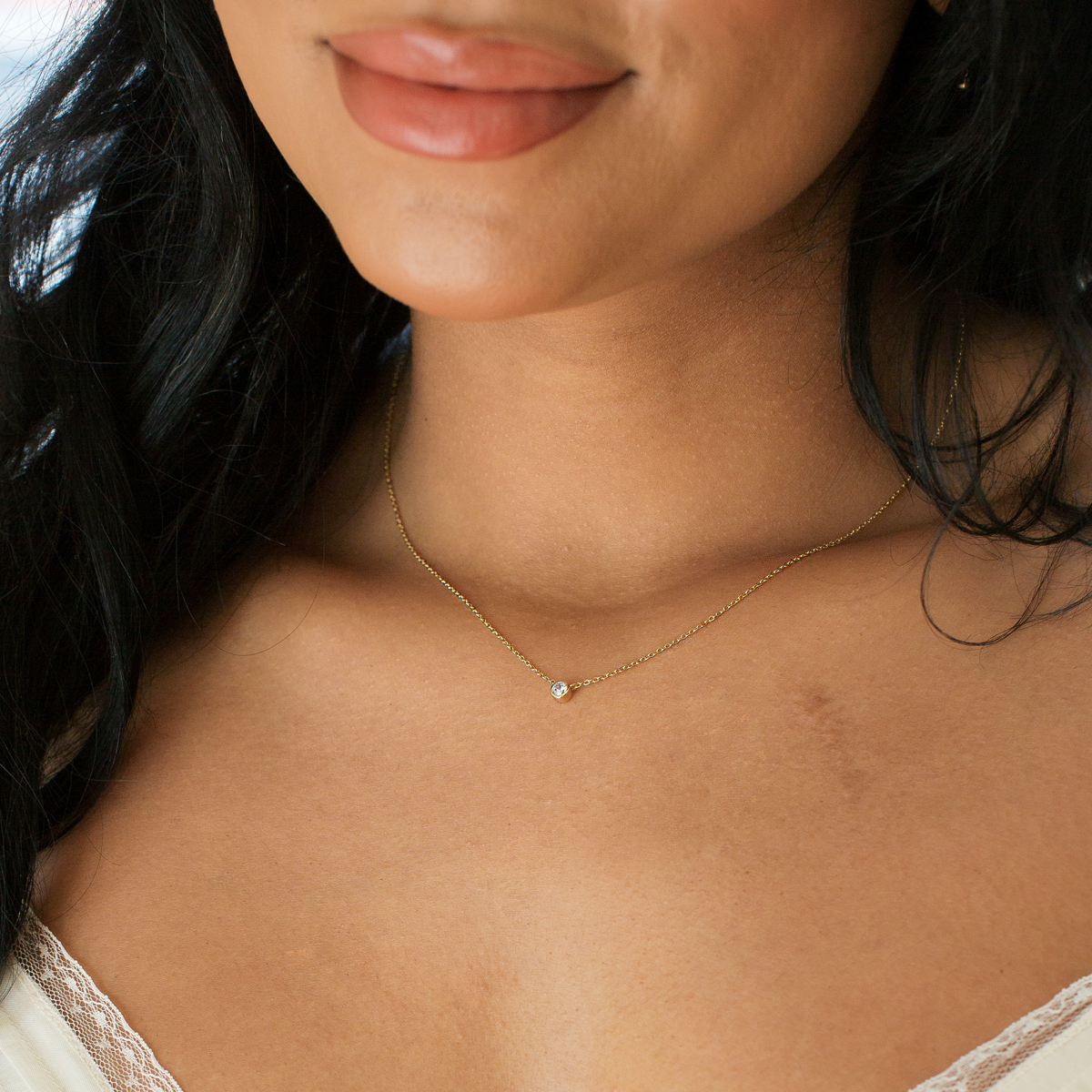 CZ Poppy Solitaire Necklace - Image 2