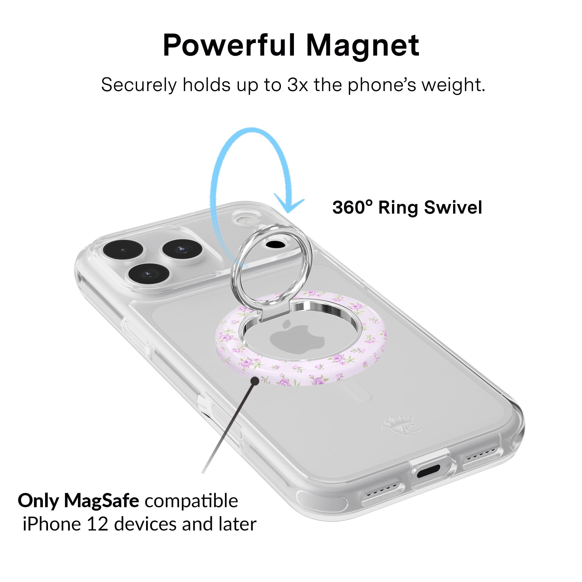 Dainty Lilac Floral MagSafe Grip Ring