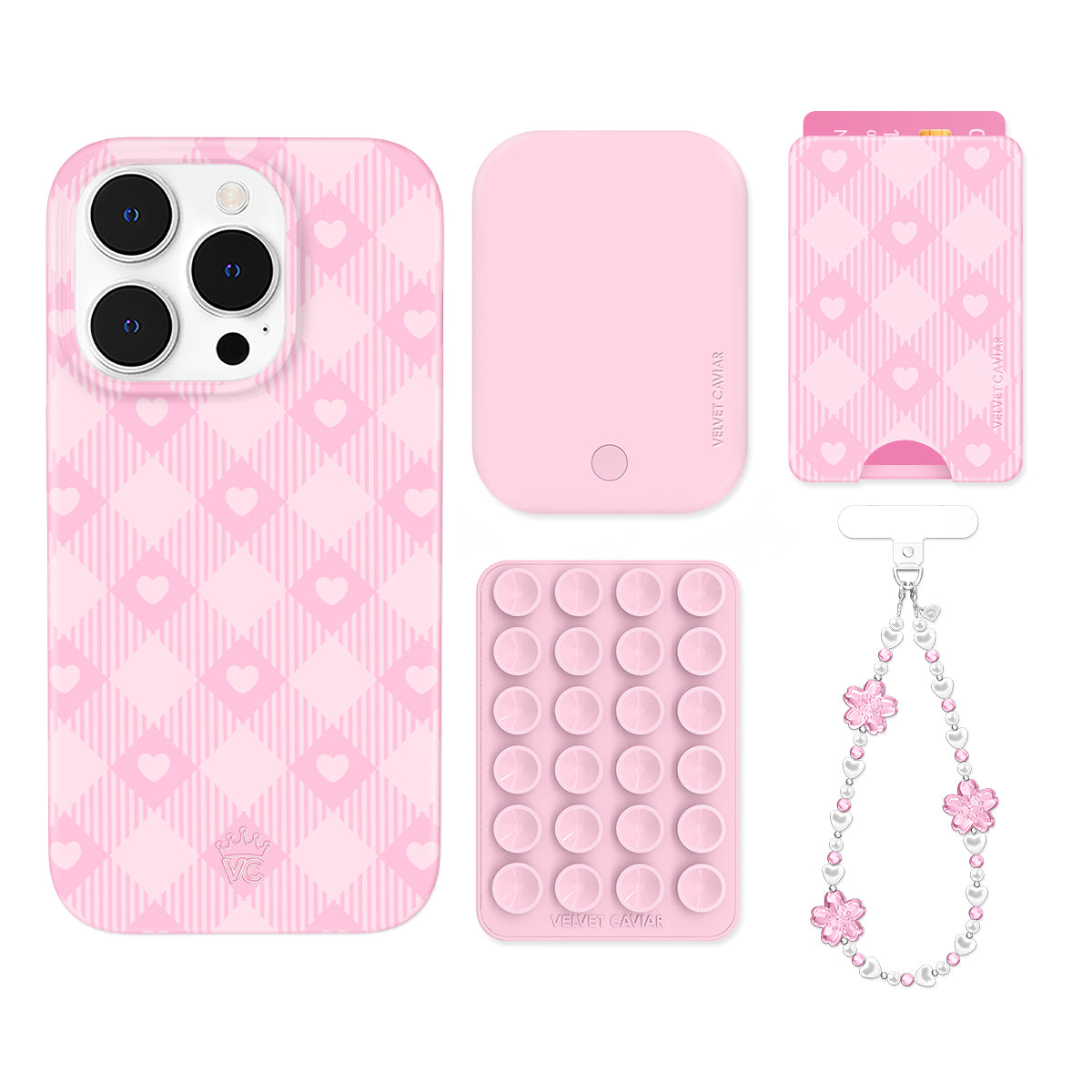Dolly Pink Gingham iPhone Bundle Set - Wallet