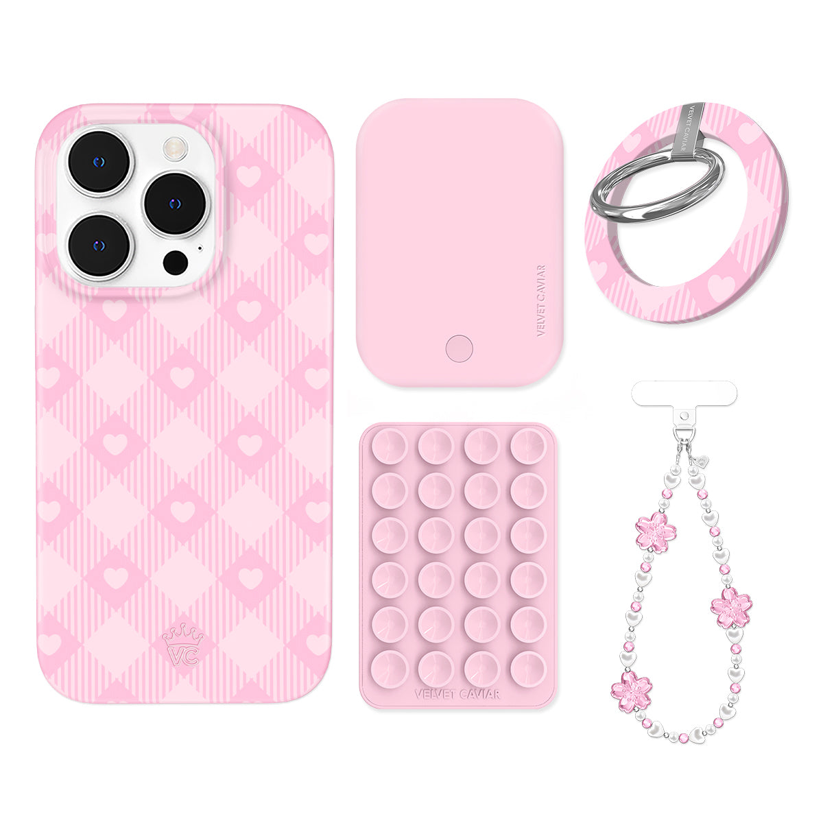 Dolly Pink Gingham iPhone Bundle Set - Grip