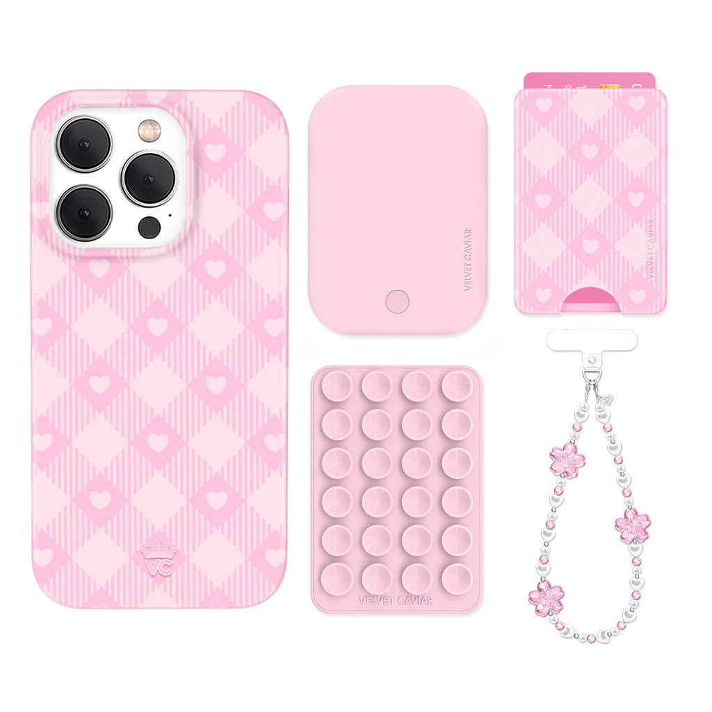 Dolly Pink Gingham iPhone Bundle Set - Wallet