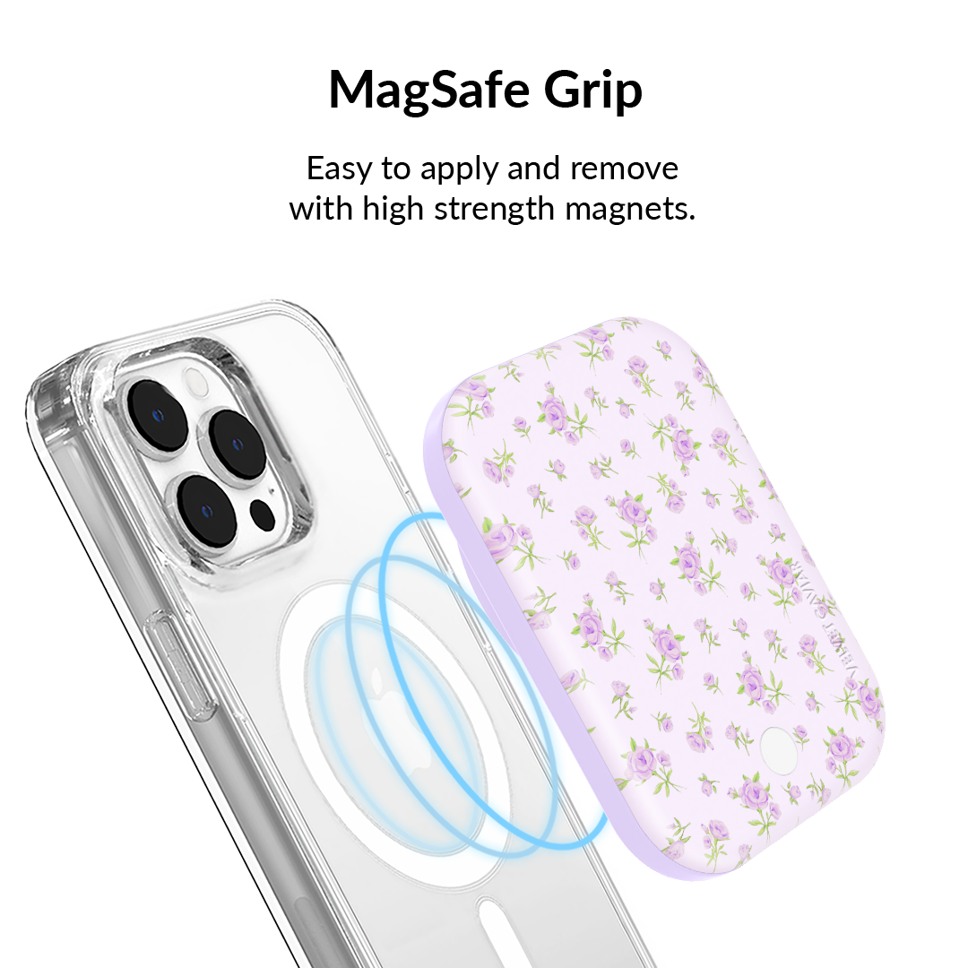 Dainty Lilac Floral MagSafe Battery Power Pack
