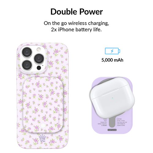 Dainty Lilac Floral MagSafe Battery Power Pack