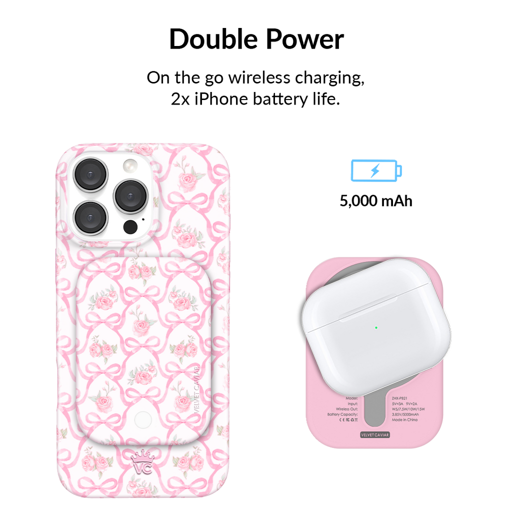 Lovely Pink Bows MagSafe Battery Power Pack