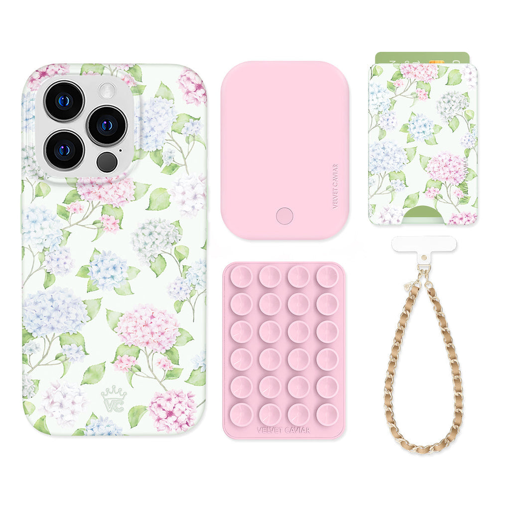 Hydrangea Floral iPhone Bundle Set - Wallet