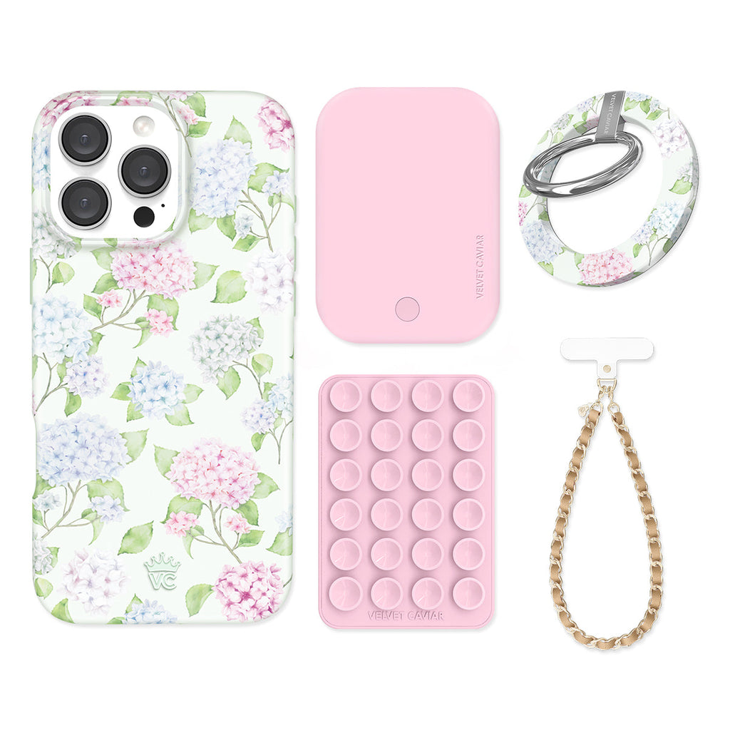 Hydrangea Floral iPhone Bundle Set - Grip