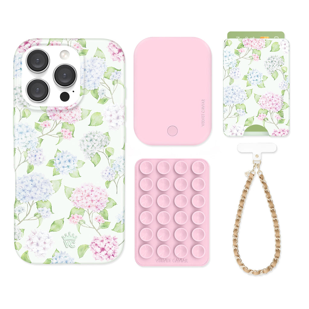 Hydrangea Floral iPhone Bundle Set - Wallet