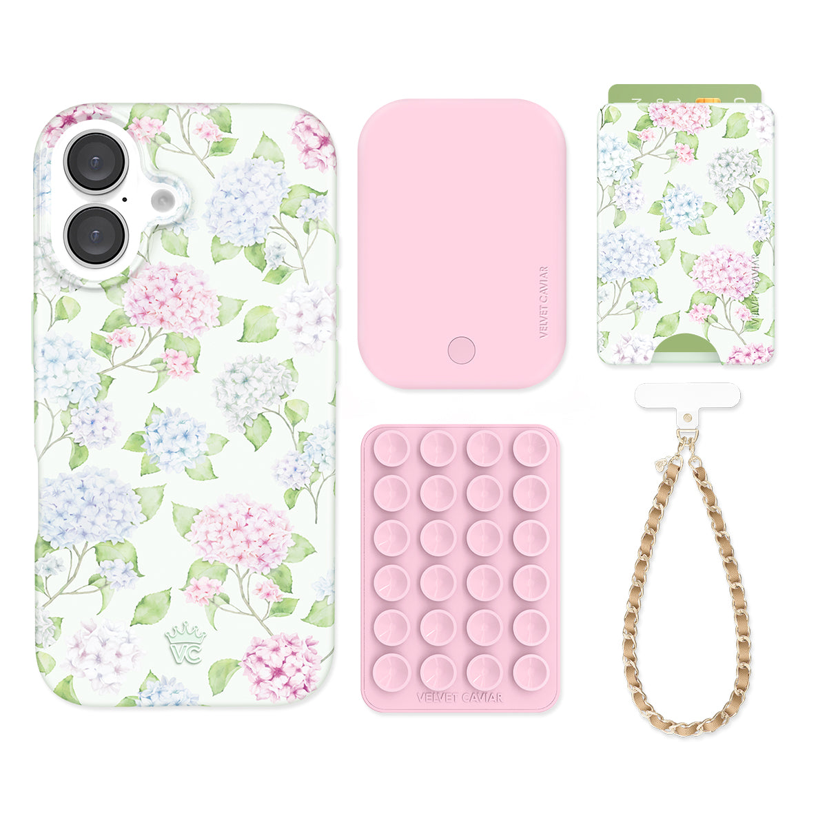 Hydrangea Floral iPhone Bundle Set - Wallet
