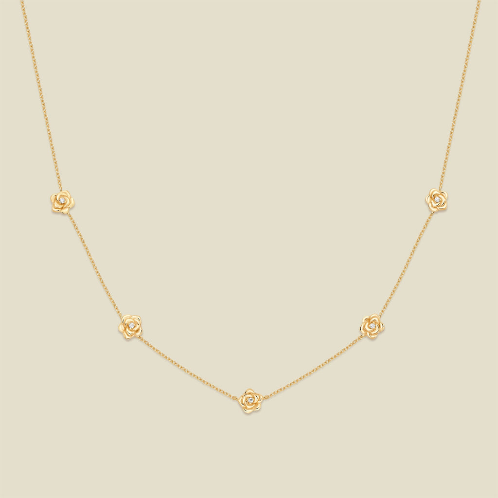 June CZ Birth Flower Station Necklace