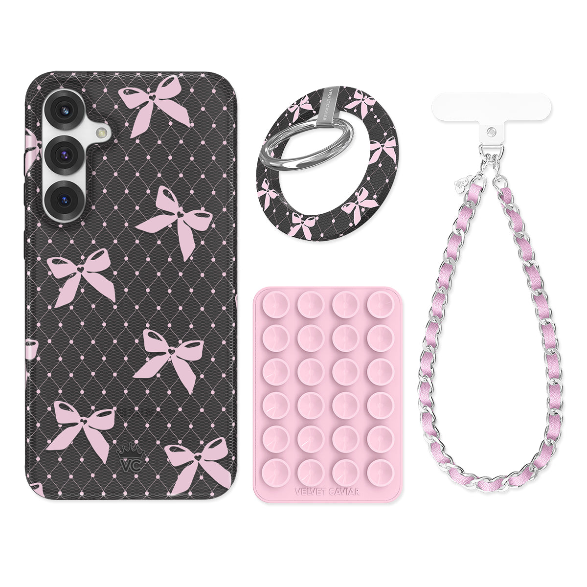 Lacy Pink Bows Samsung Bundle Set