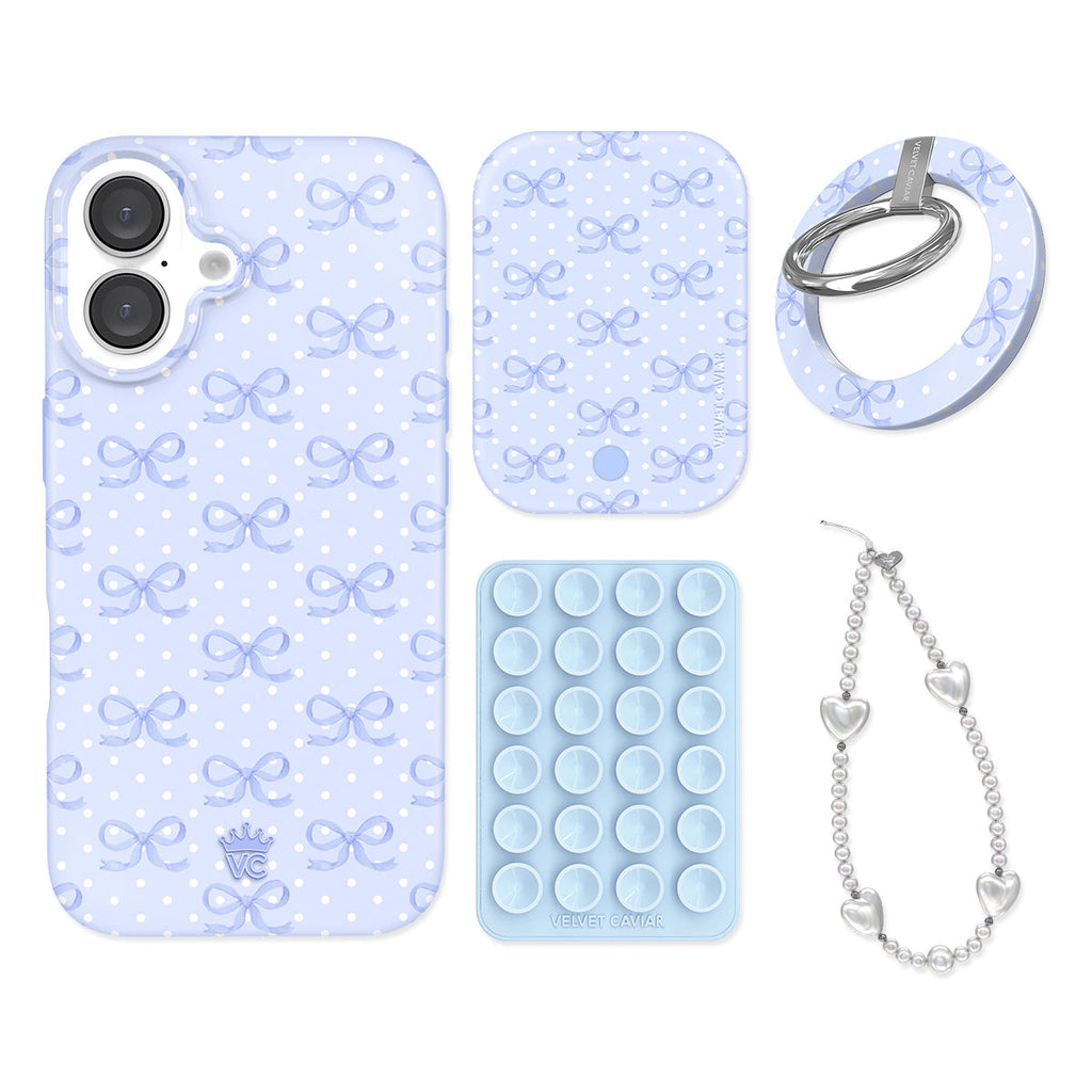 Lovely Blue Bows iPhone Bundle Set - Grip