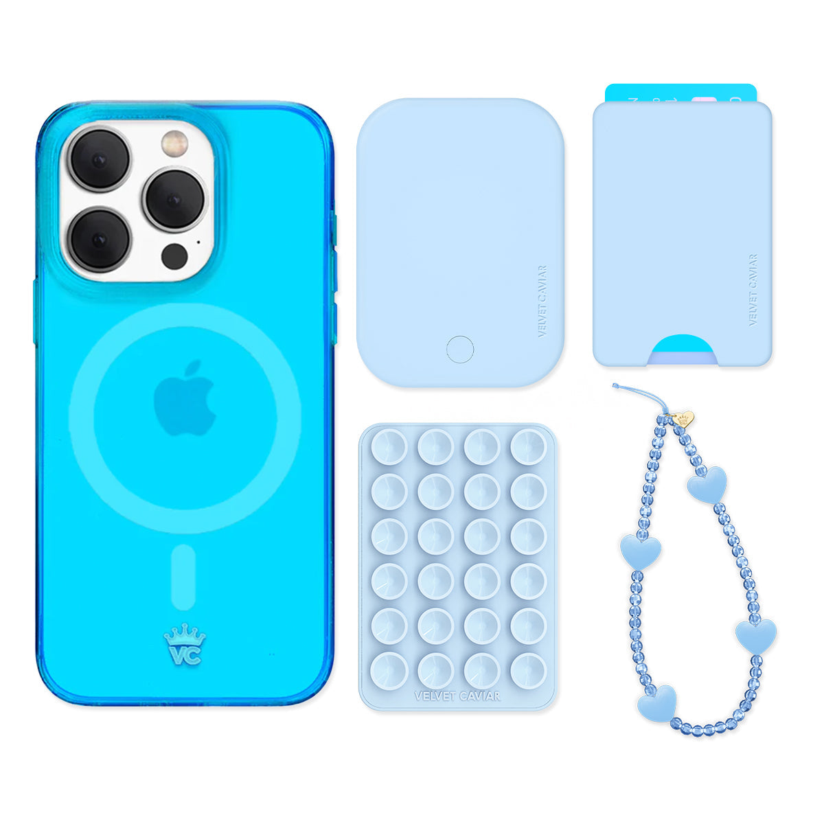 Neon Blue iPhone Bundle Set - Wallet
