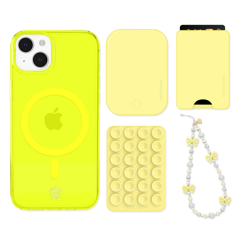 Neon Yellow iPhone Bundle Set - Wallet