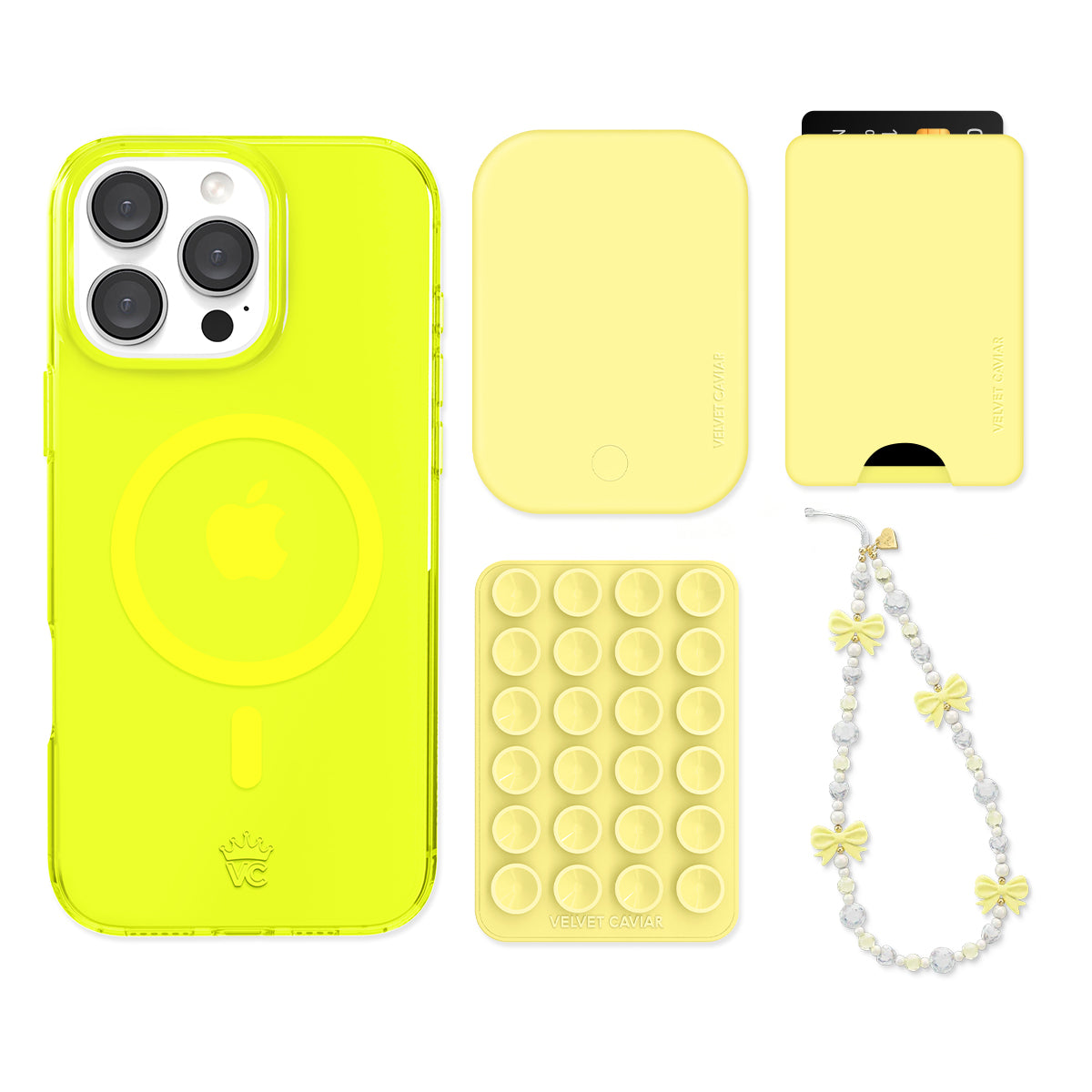 Neon Yellow iPhone Bundle Set - Wallet