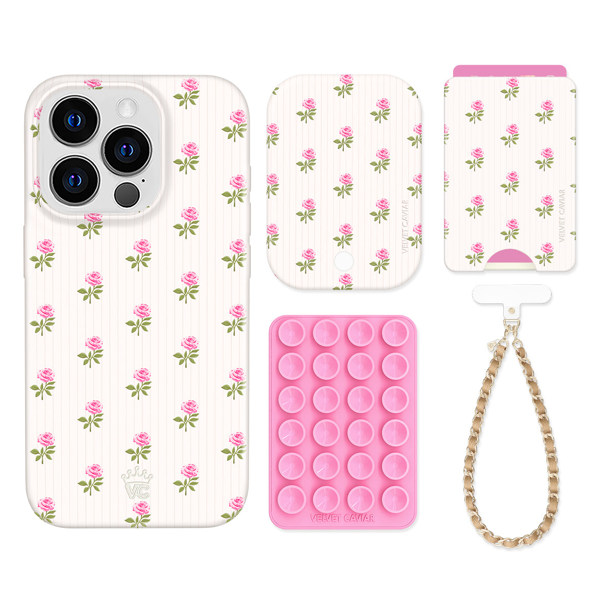 Pink Peony Floral iPhone Bundle Set - Wallet
